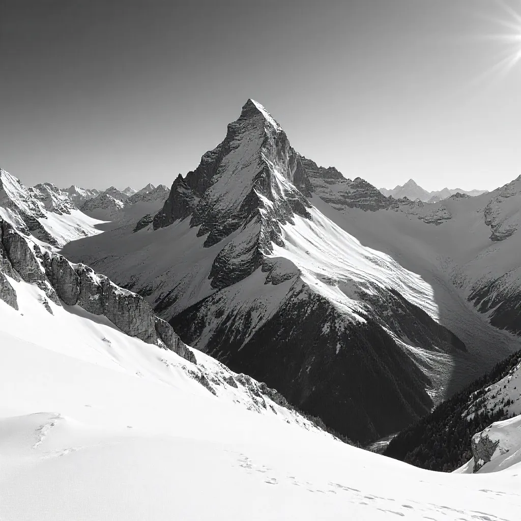 Monolithic Winter Ridge in High-Contrast B&W