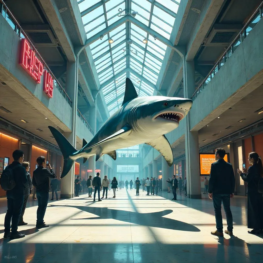 Shark in a University Atrium — Digital Art