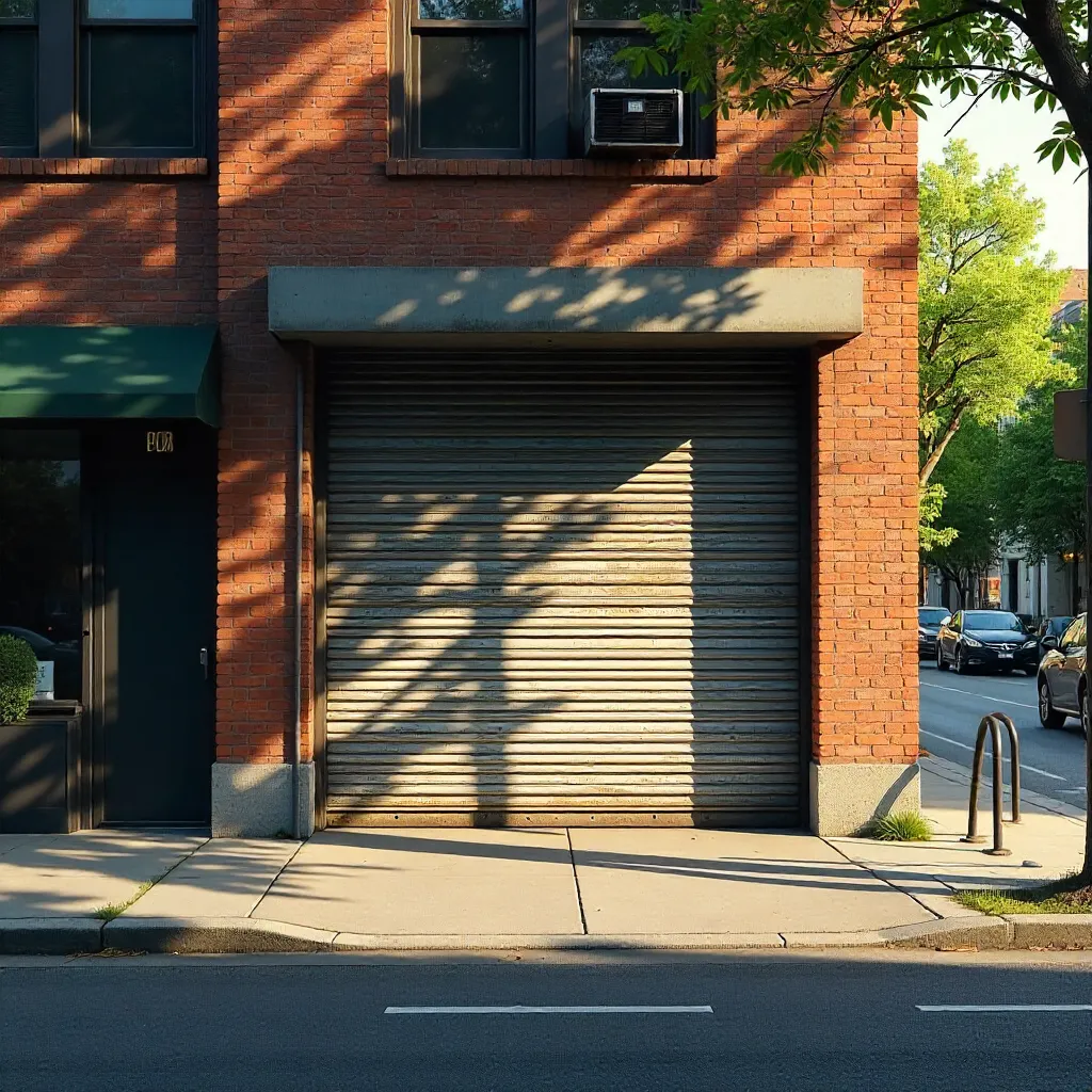 Sunlit Shadow Patterns at a City Garage Entrance