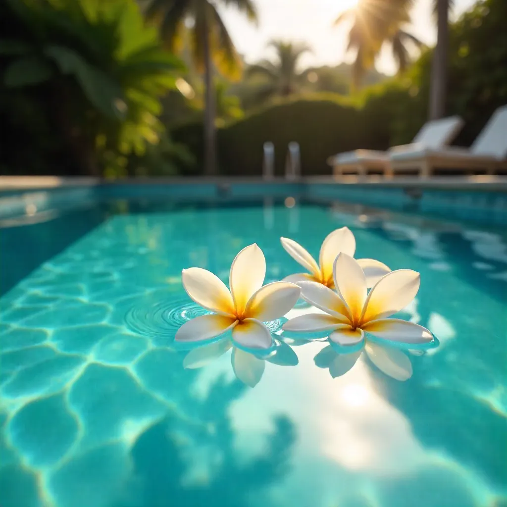 Serene Plumeria Pool Scene