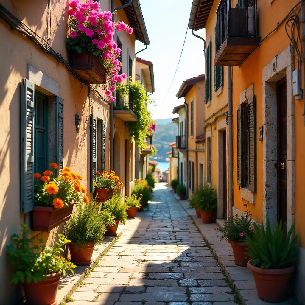 Ayvalık's Blooming Rustic Street