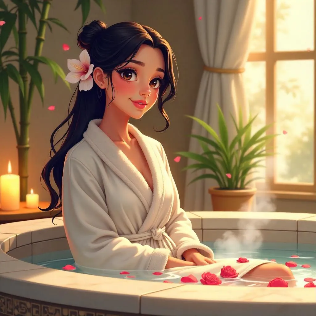 Anime Beauty in a Tranquil Spa
