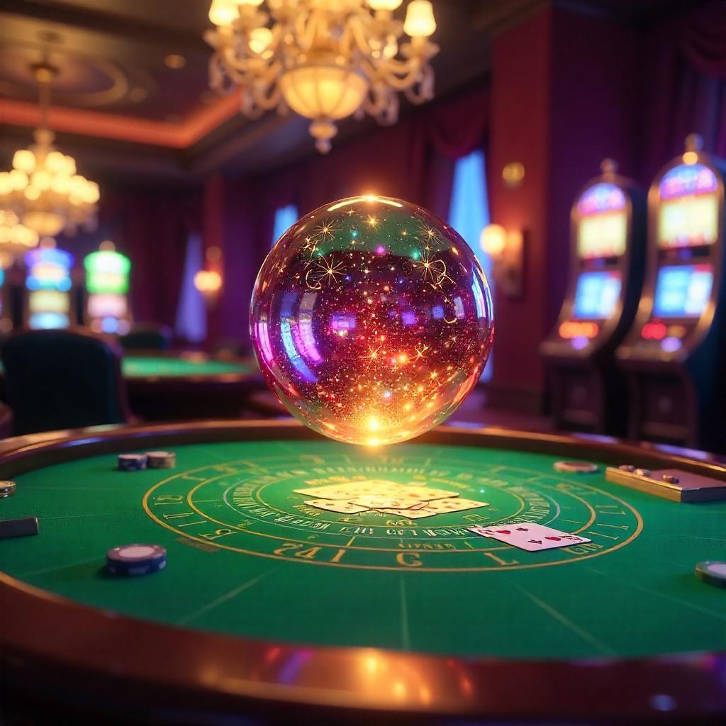 Glowing Magic Orb Over a Luxurious Casino Table