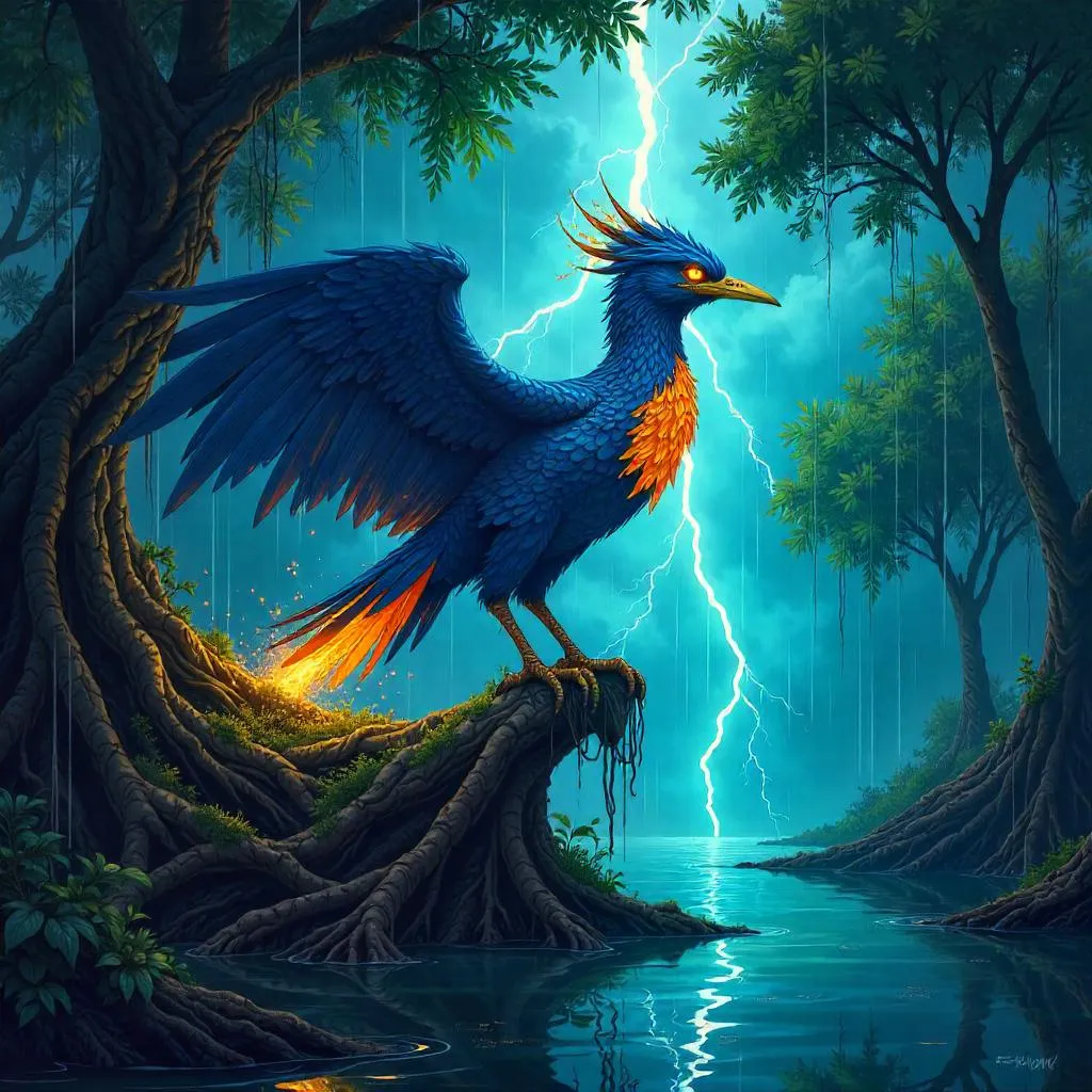 Thunderbird over Mangrove Swamp — Anime Style