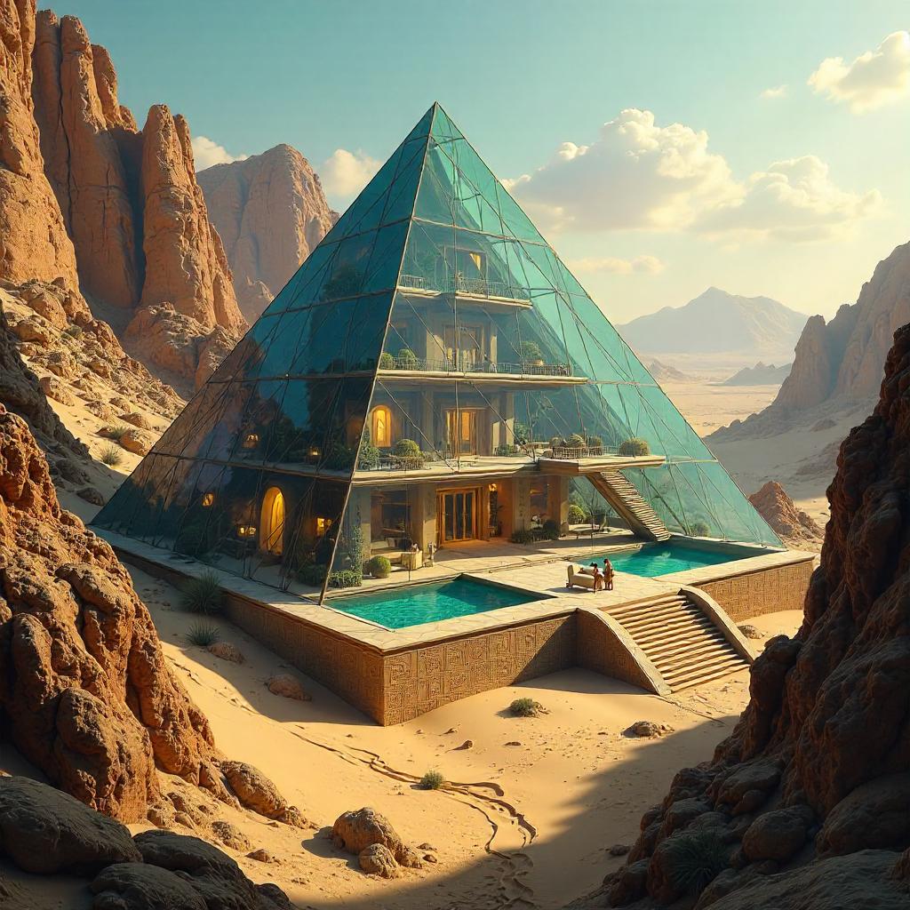 Pyramid Mansion Concept Art: Inside a Glass Pyramid