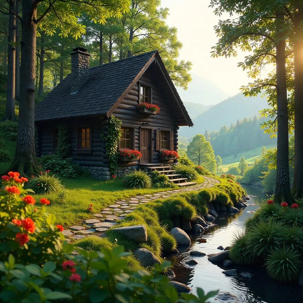 Rustic Cabin in a Verdant Hungarian Forest