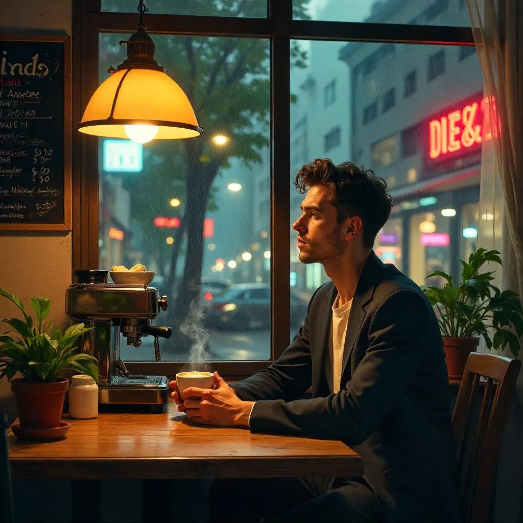 Concept Art: Young White Man in a Café