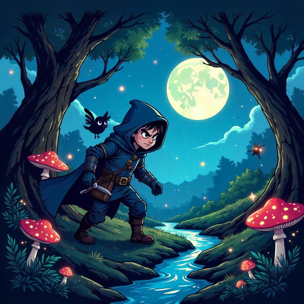 Rogue in an Enchanted Grove - Cartoon Style