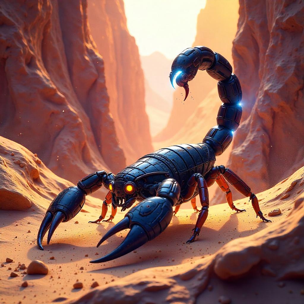 Biomechanical Scorpion in a Canyon