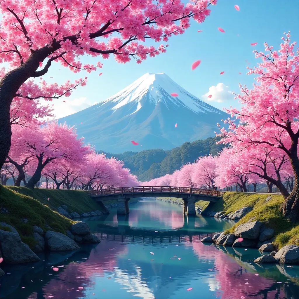 Cherry-Framed Mount Fuji in Fujinomiya