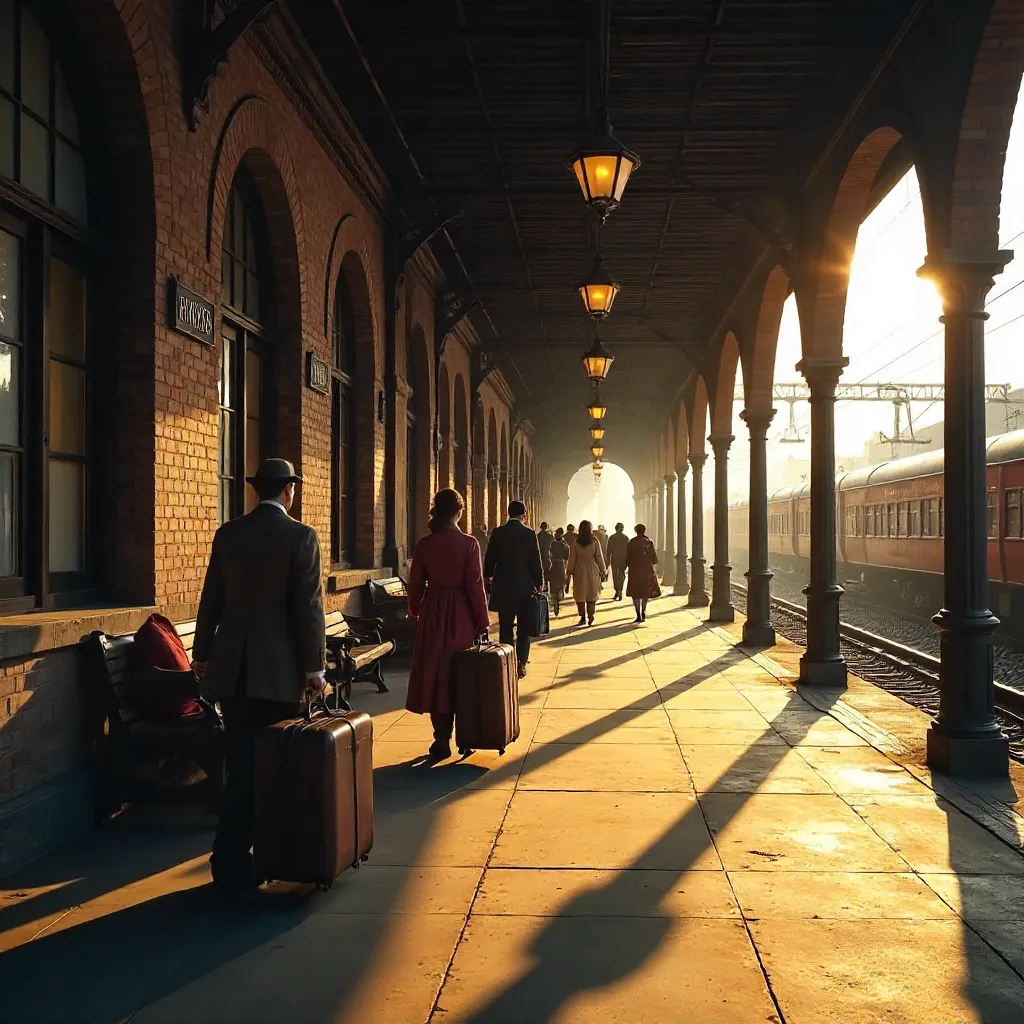 Sunlit Historic Platform with Arched Vaults