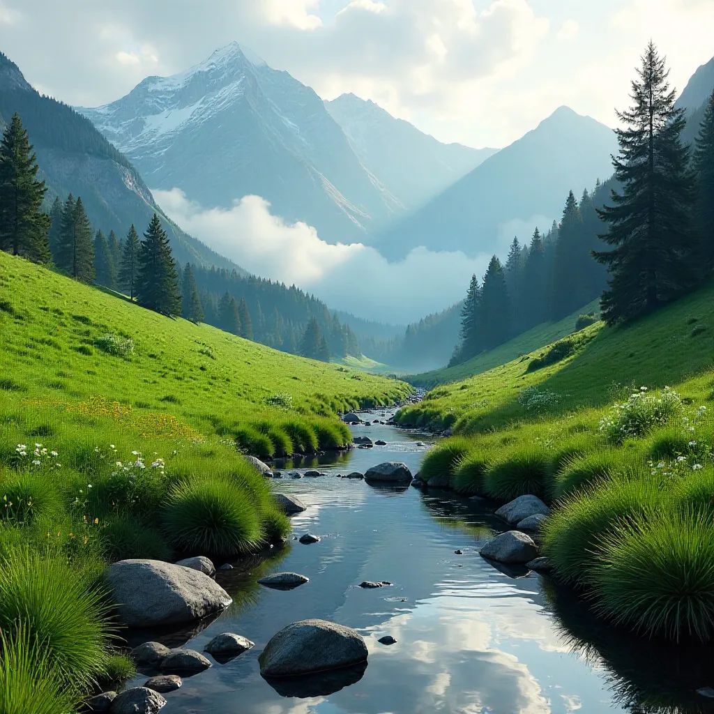 Mist-Shrouded Tyrolean Alps: Kuhtai Stream