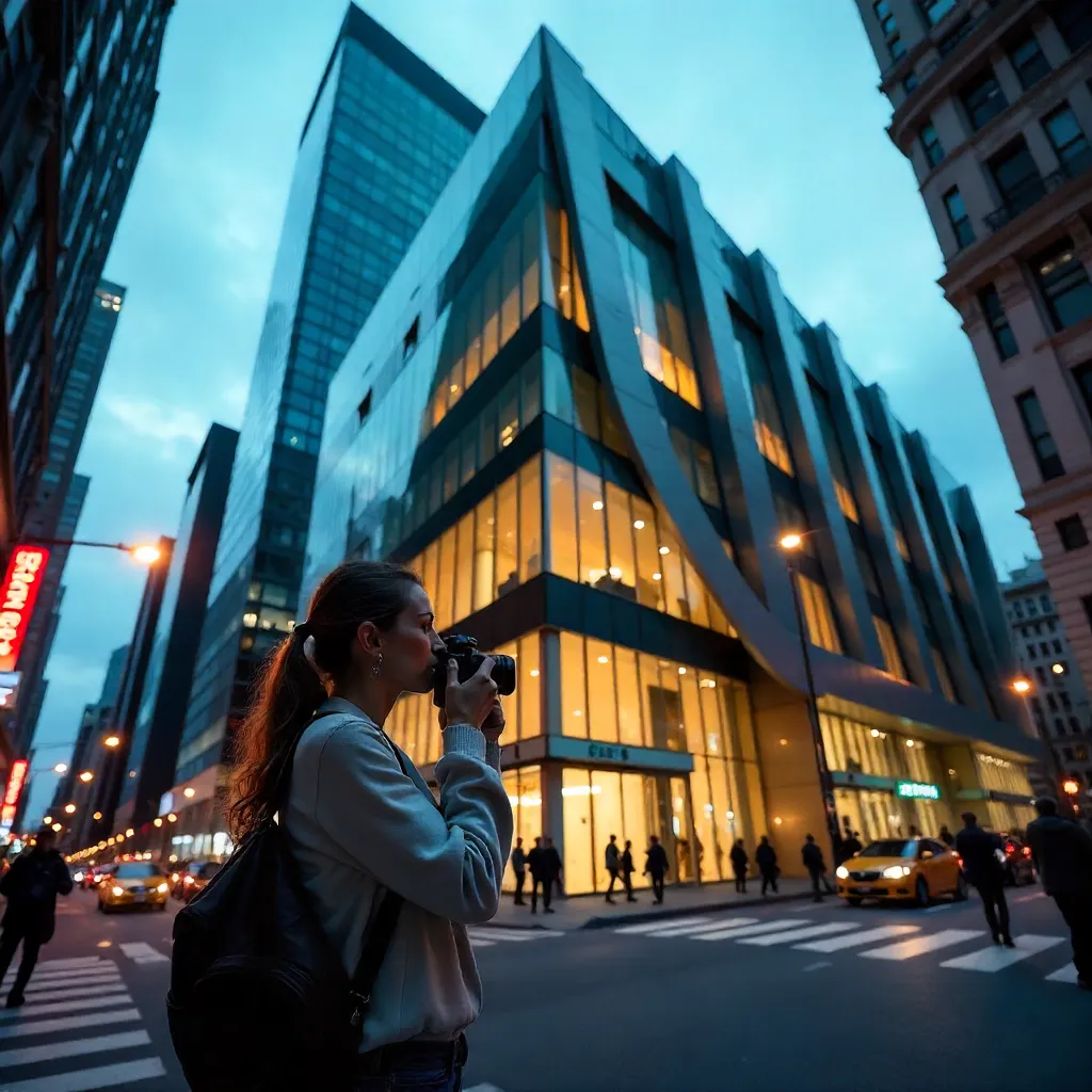 Urban Photographer Capturing a Modern Facade