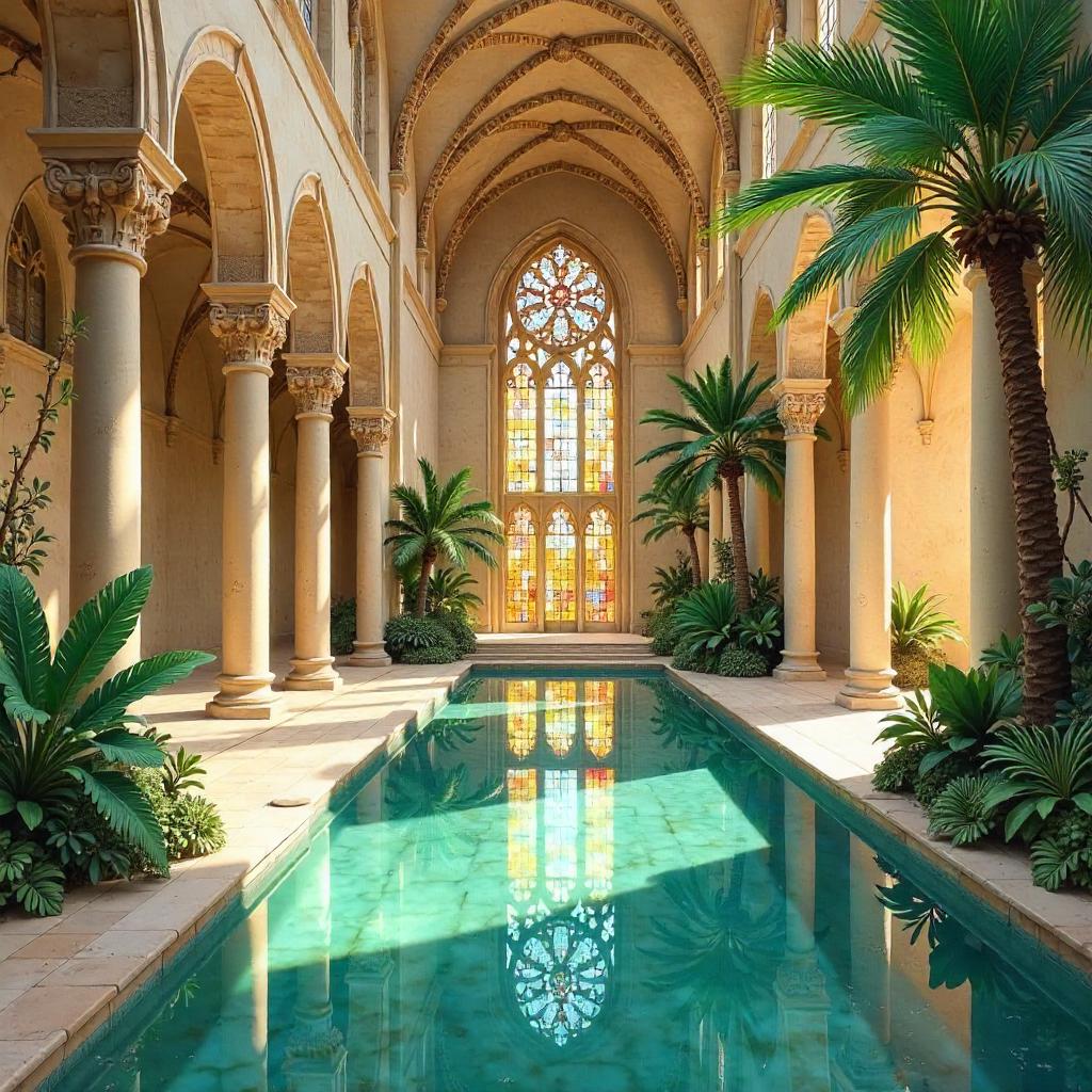 Oasis in a Cathedral: Watercolor Reverie