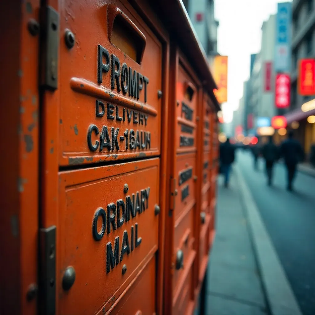 Macro close-up: Taiwanese mailbox with two labeled compartments