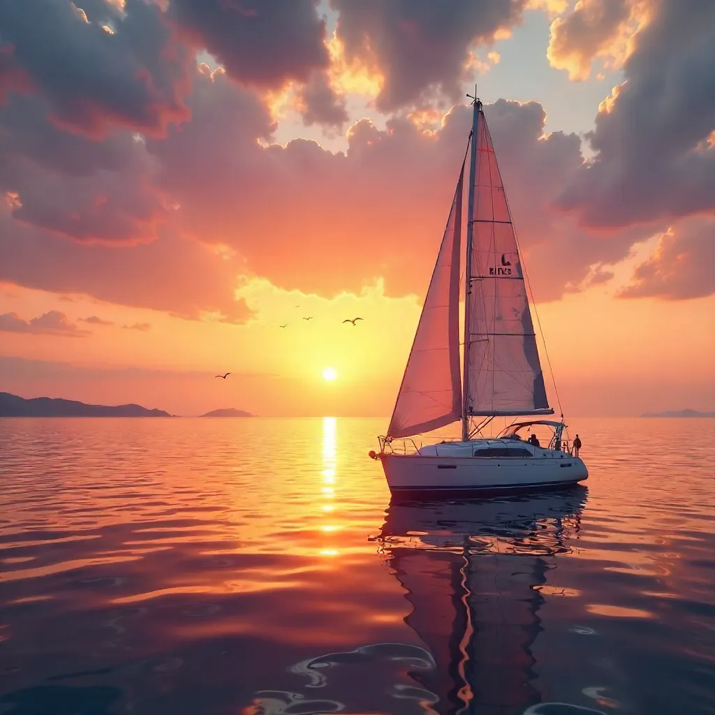 Sunset Serenity: Sailboat on Quiet Waters