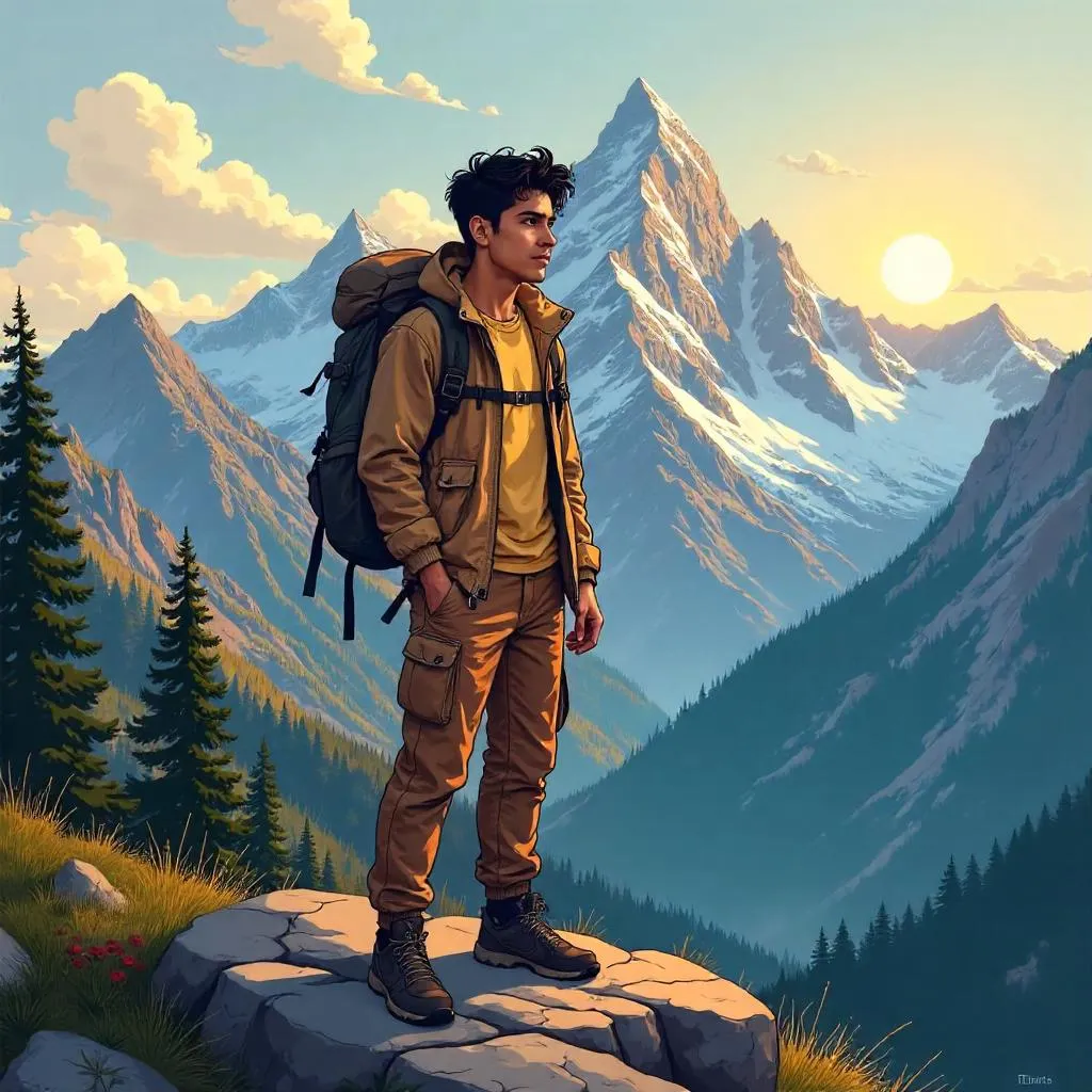 Latino Young Man in Anime Mountain Vista