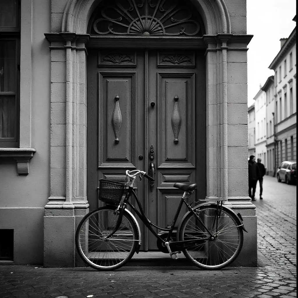 Black-and-White Bicycle by Ornate Malmö Door