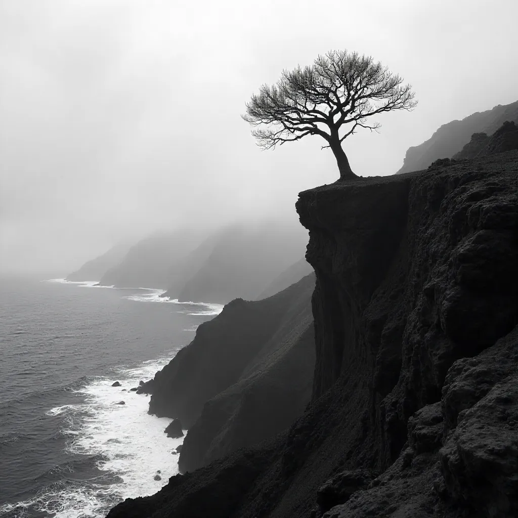 Haunting Silhouette on Madeira Cliffs
