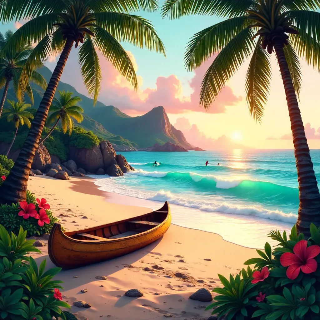 Vibrant Tropical Beach in Puerto Escondido