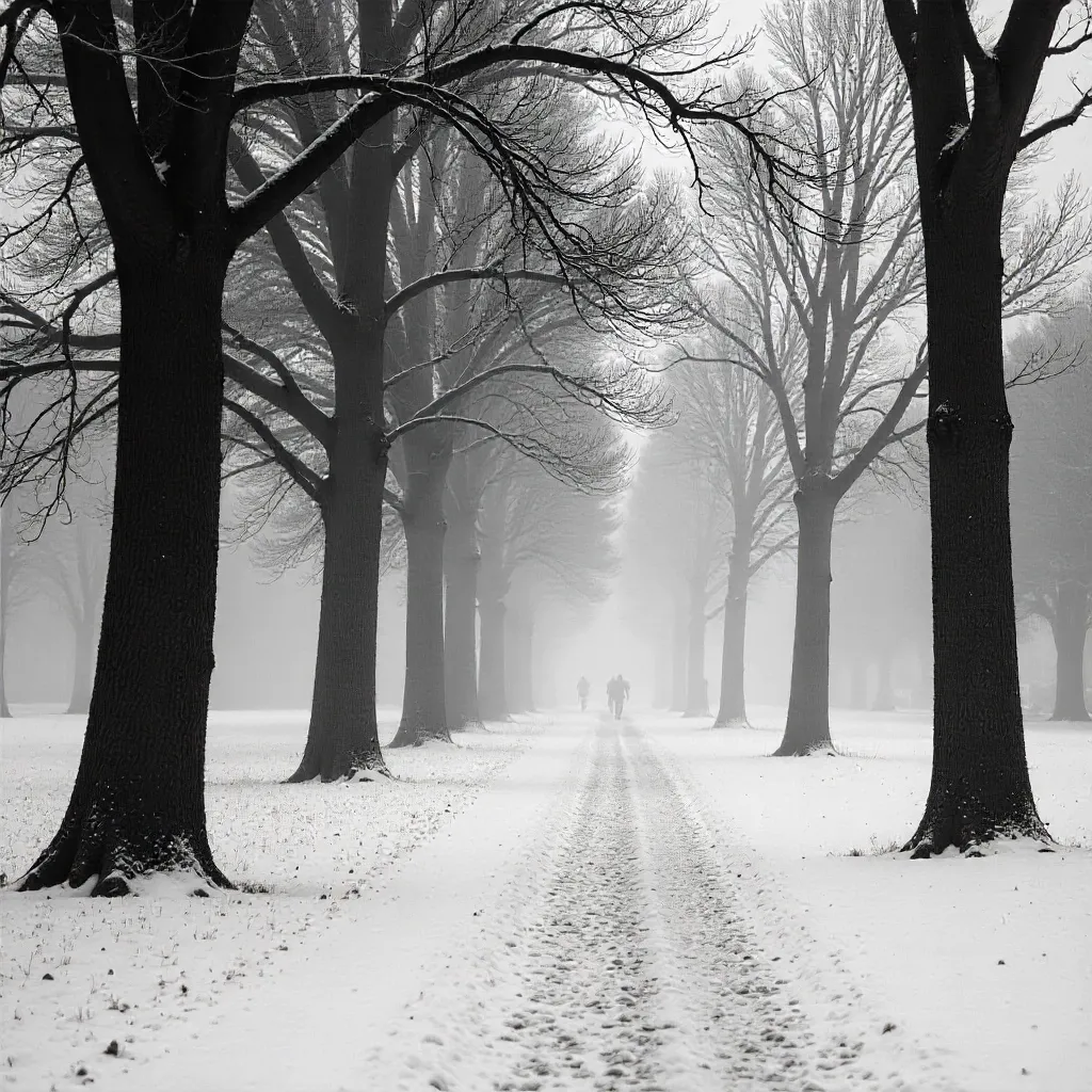 Monochrome Mist: A Winter Park in Silence