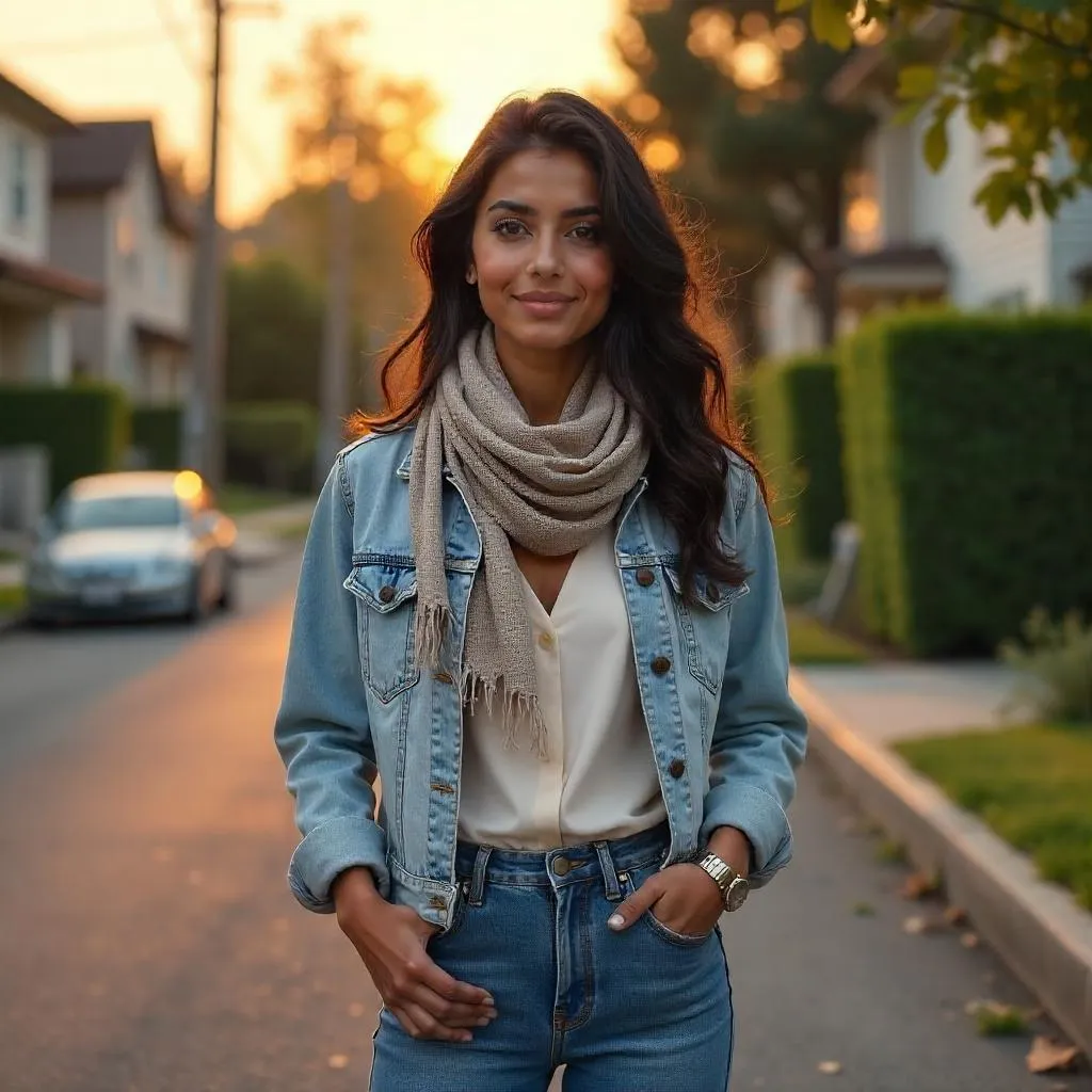 Suburban Dream: Young Middle Eastern Woman in Photorealistic Scene