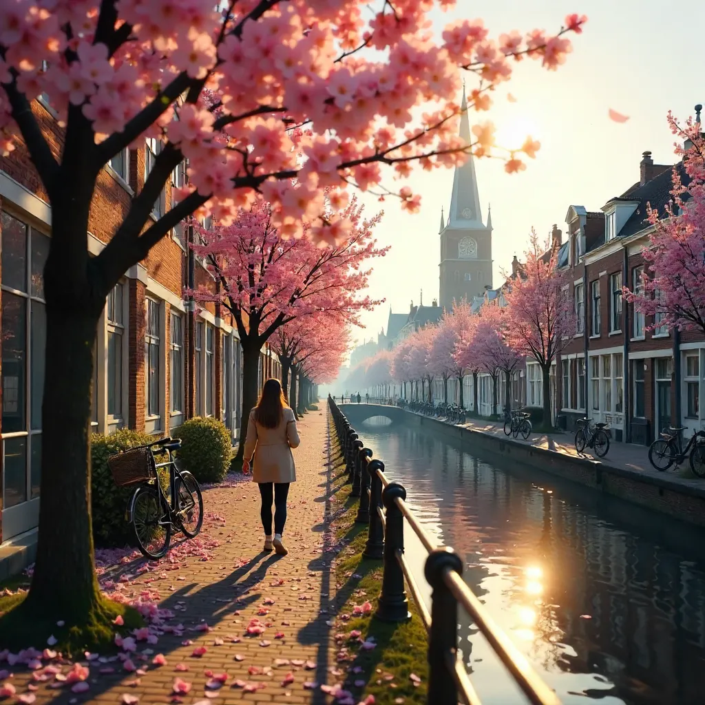 Spring Stroll Through Leiden's Blossoming Street