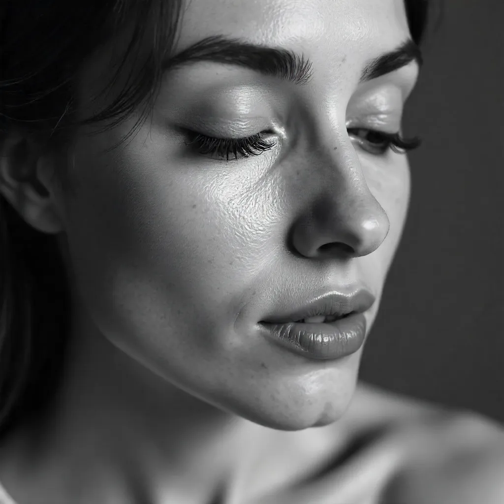 Graceful Black and White Close-Up Portrait