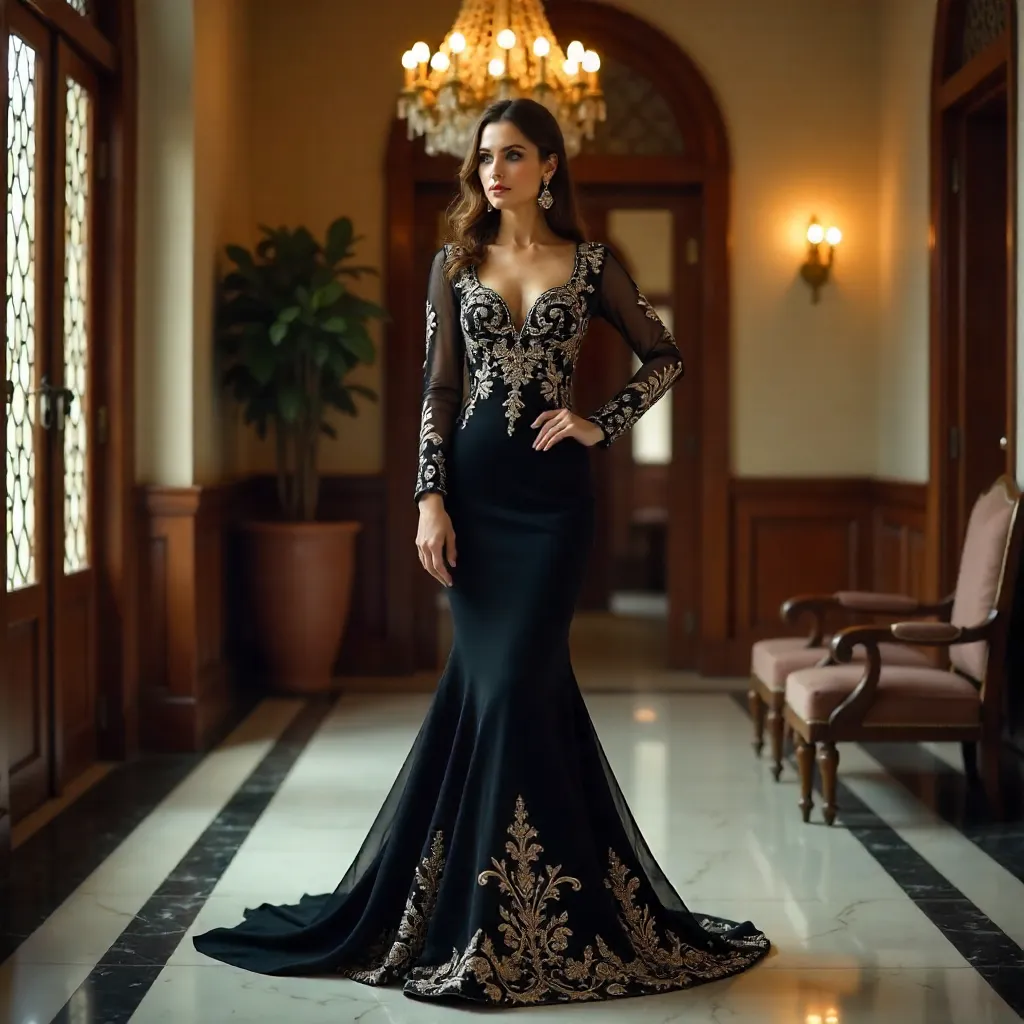 Lahore Elegance in a Black Embroidered Gown