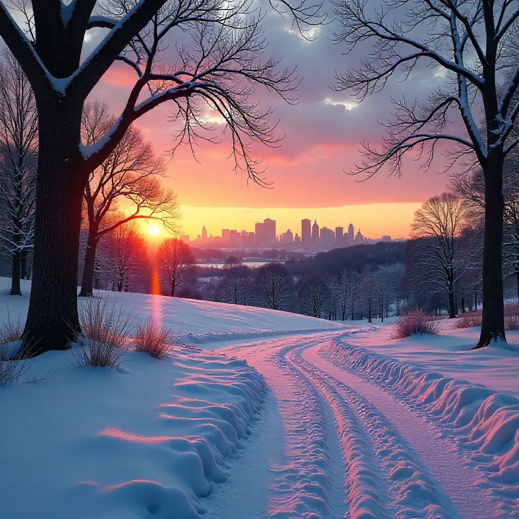 Palmer Park Winter Sunset with Dormant Trees