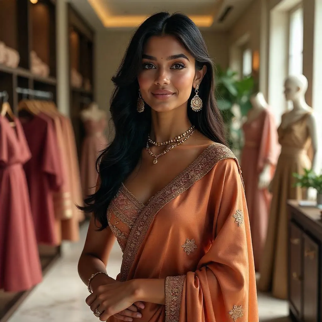 Radiant Indian Beauty in a Luxe Boutique