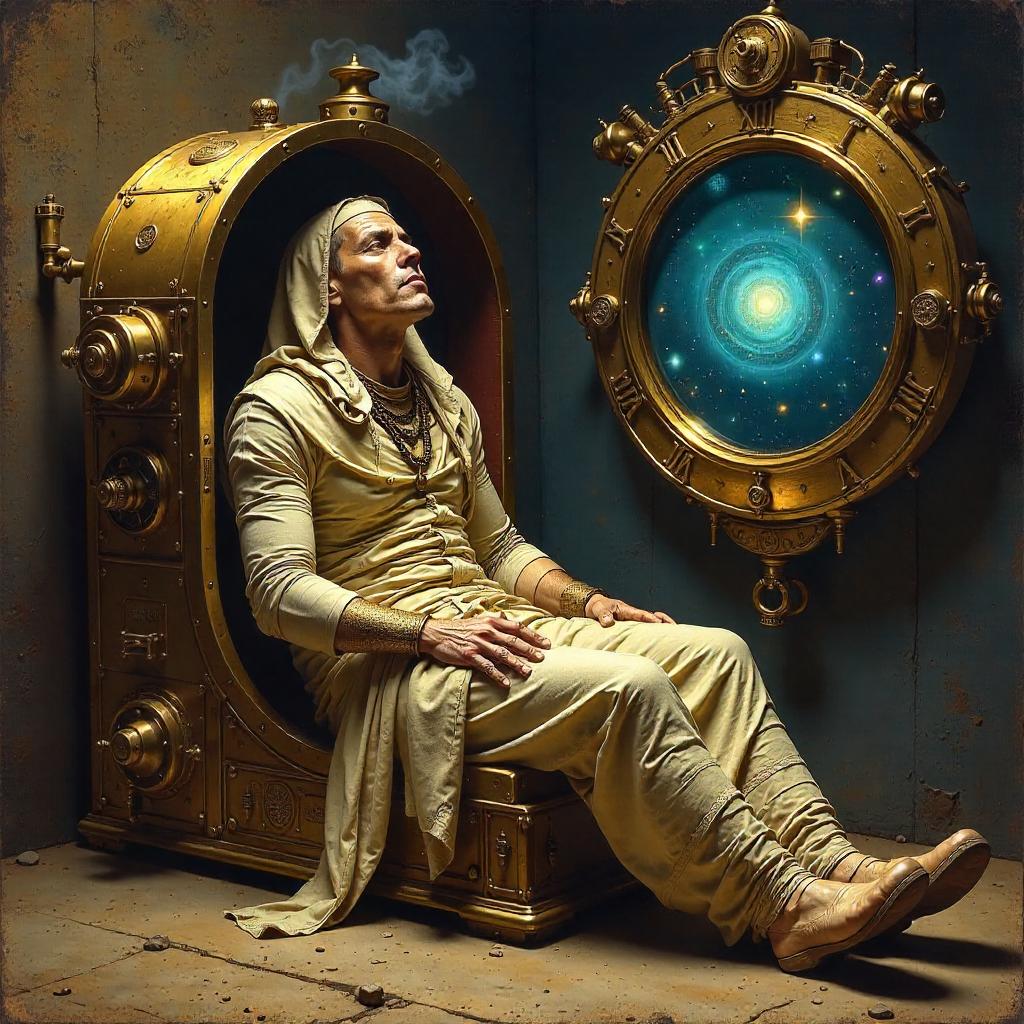 Mummy in an Oil Painting Time Machine
