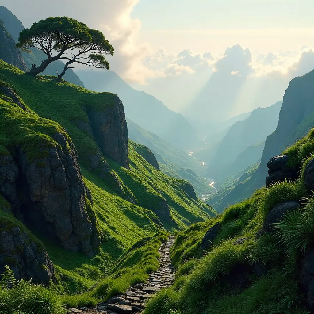 Misty Madeira Peaks: Lush Green Valleys and Rugged Rocks