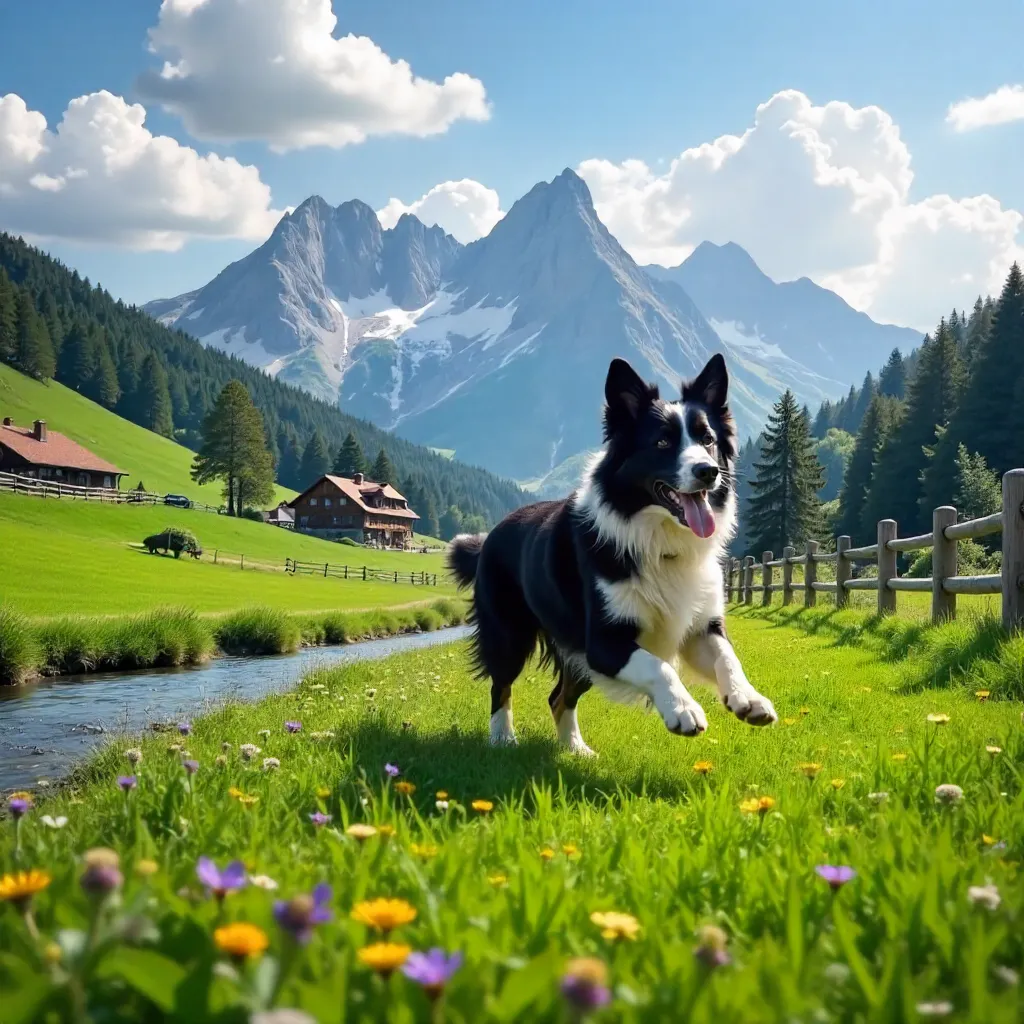 Border Collie Enjoying a Bright Day in Poprad, Slovakia