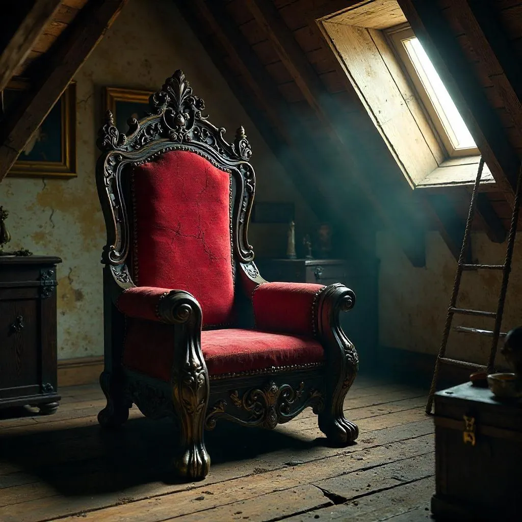 Regal Throne Hidden in Dusty Attic