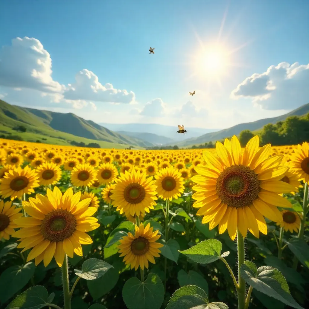 Sunlit Sunflower Field: A Burst of Summer Beauty