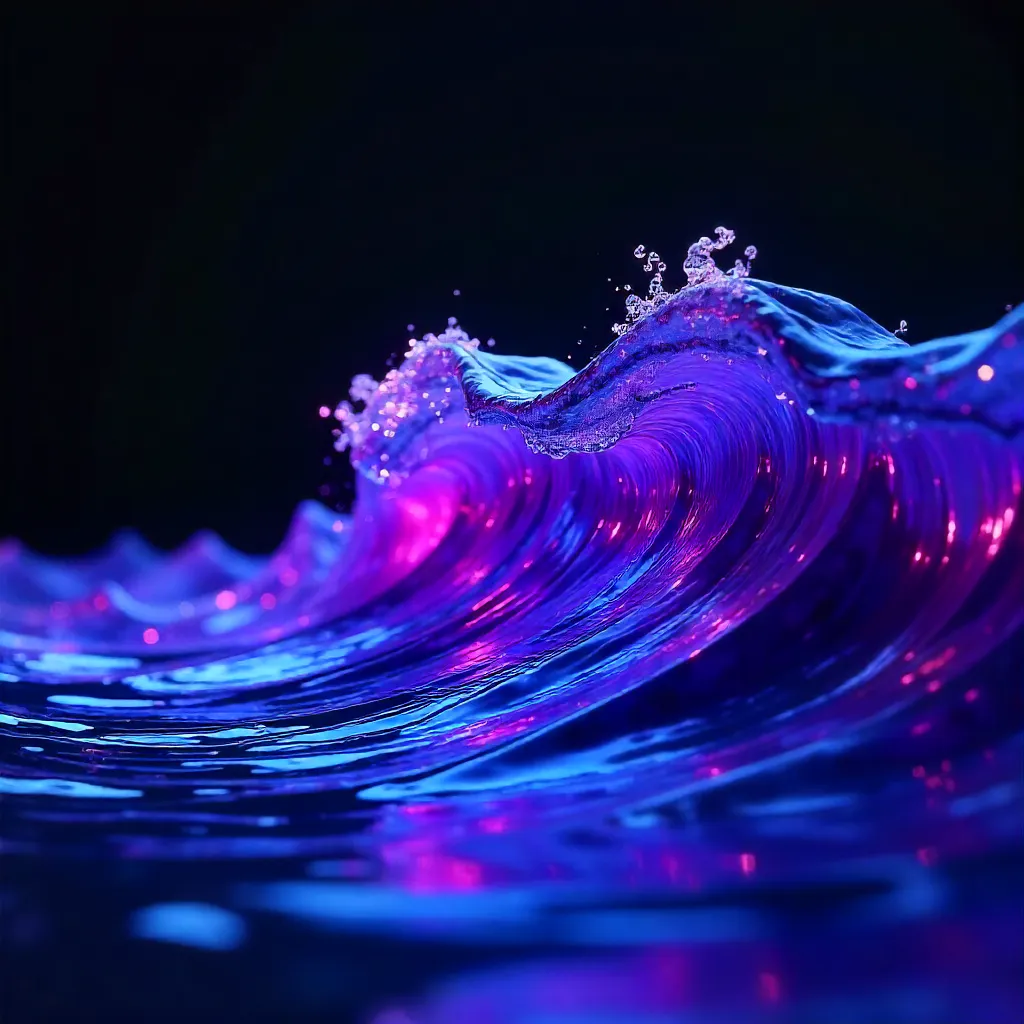 Vibrant 3D Purple-Blue Wave Symphony