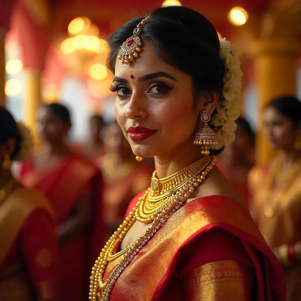 Telangana Bride in Red Kanjeevaram with Jasmine