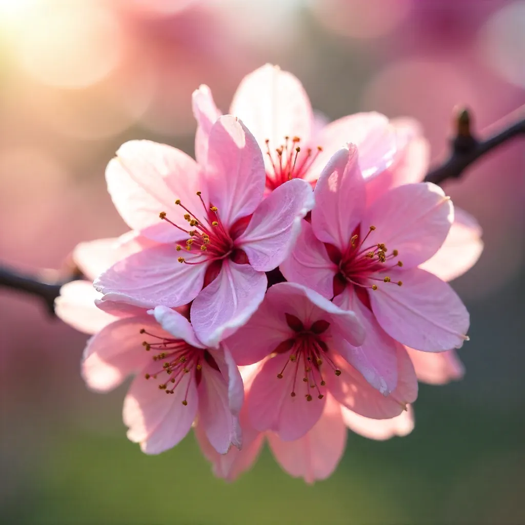 Close-Up of Pink Cherry Blossoms in Spring