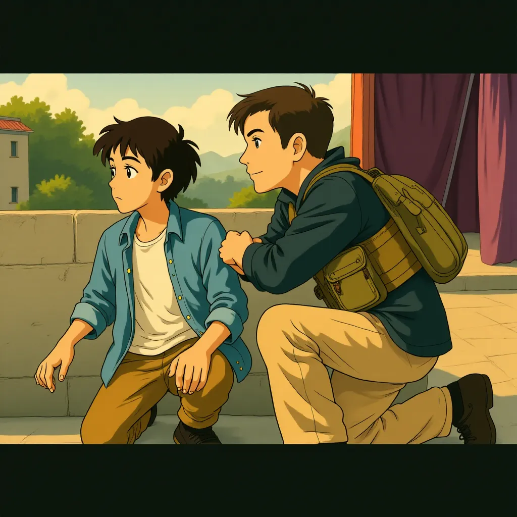 Chris Hemsworth and Rudhraksh Jaiswal in Extraction (2020) - Anime style