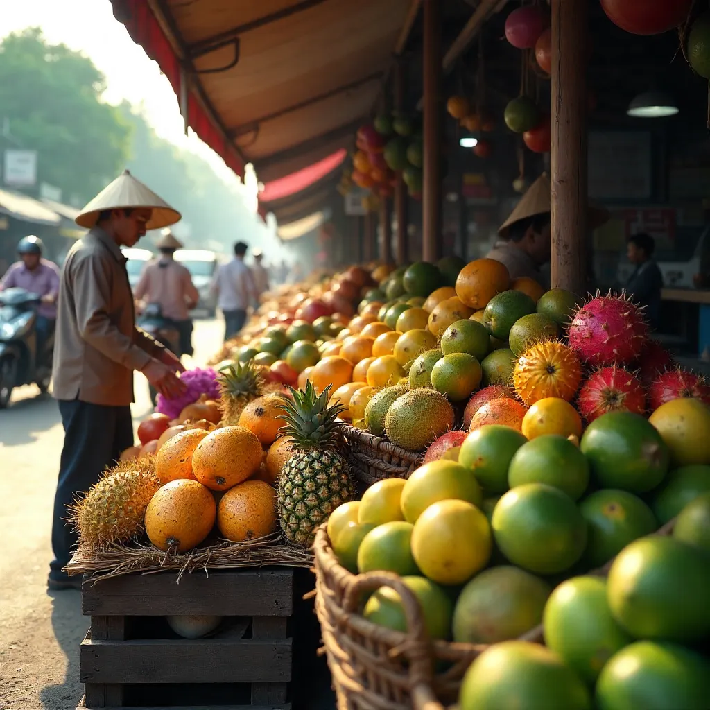Vibrant Tropical Fruit Stall in Ho Chi Minh City