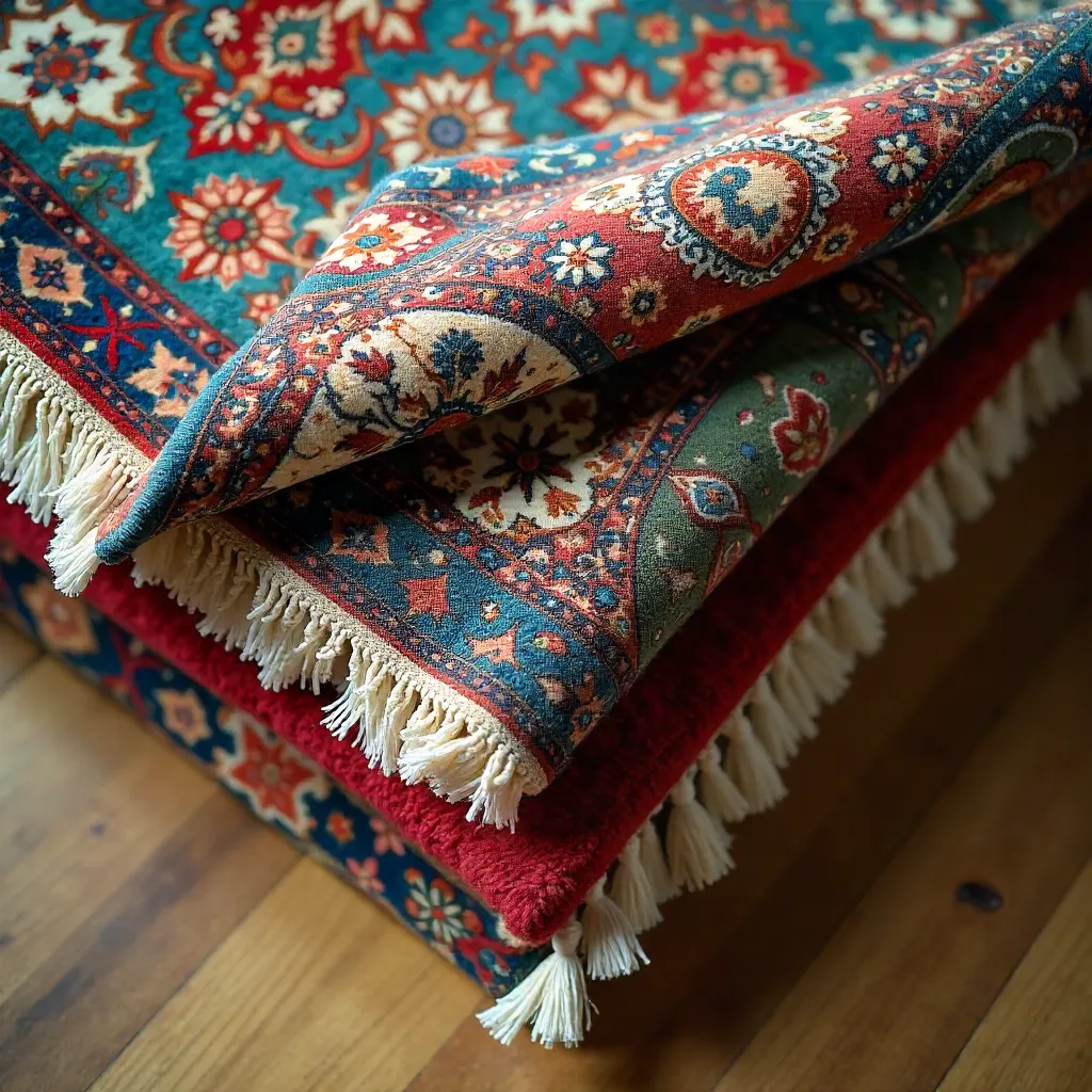 Stacked Persian Rugs: Colorful Intricate Weaves