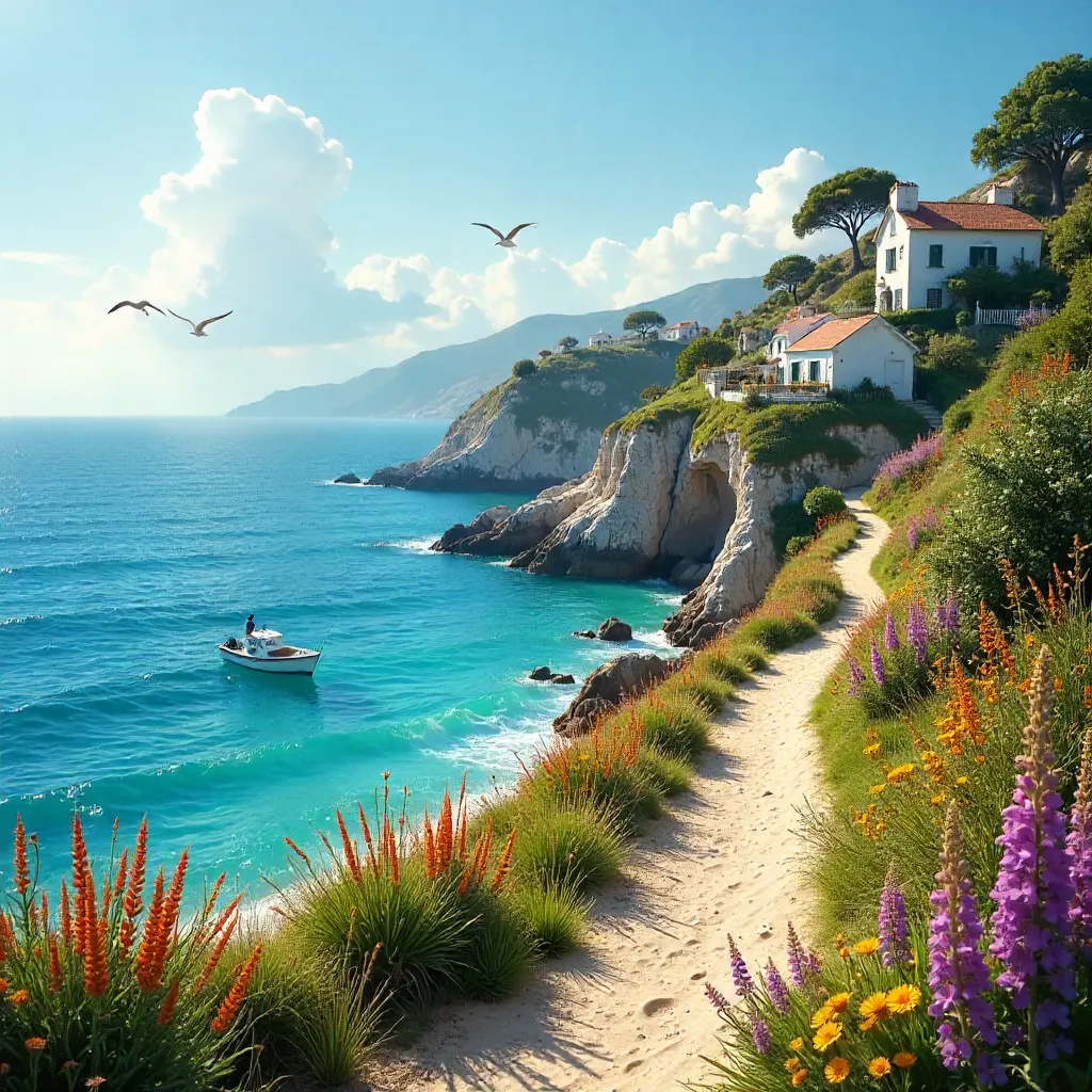 Cliffside Path Over Turquoise Coastal Waters
