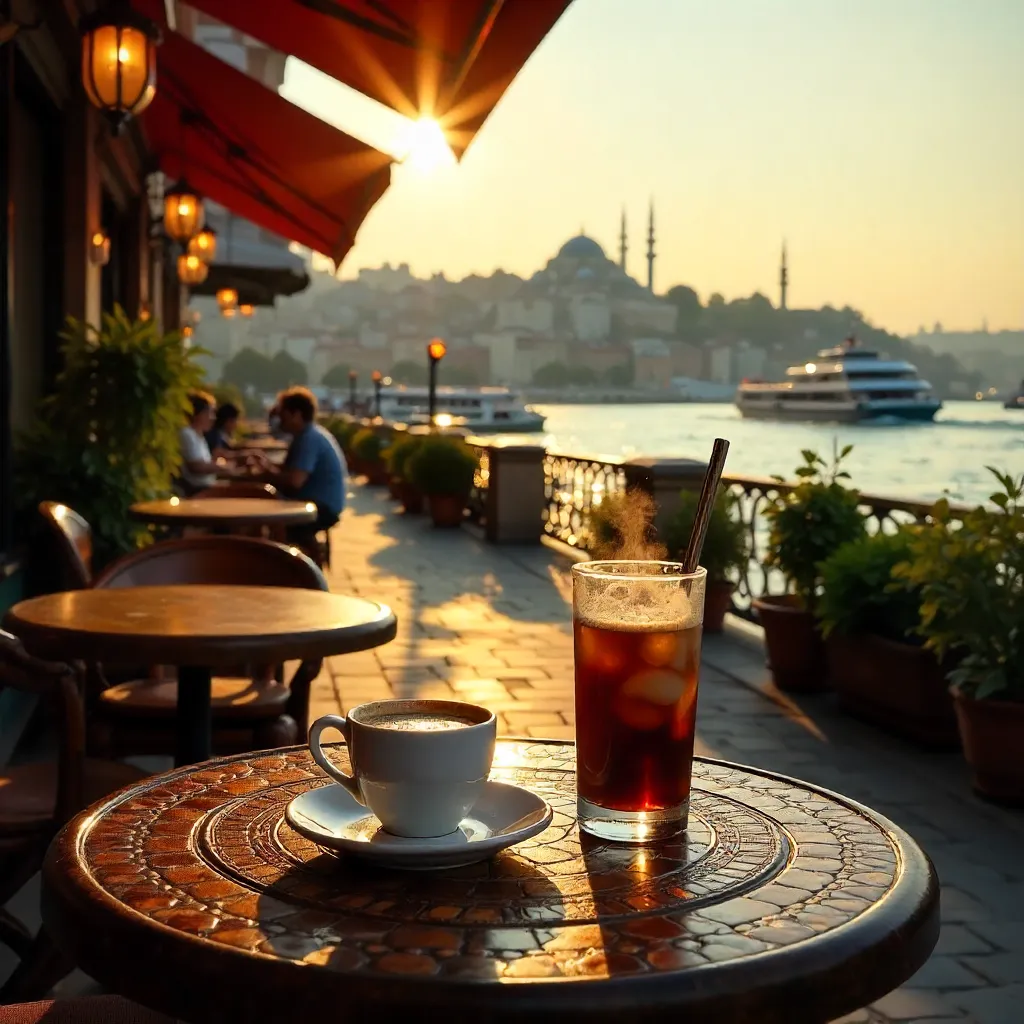 Evening Café in Istanbul: Turkish and Iced Coffee