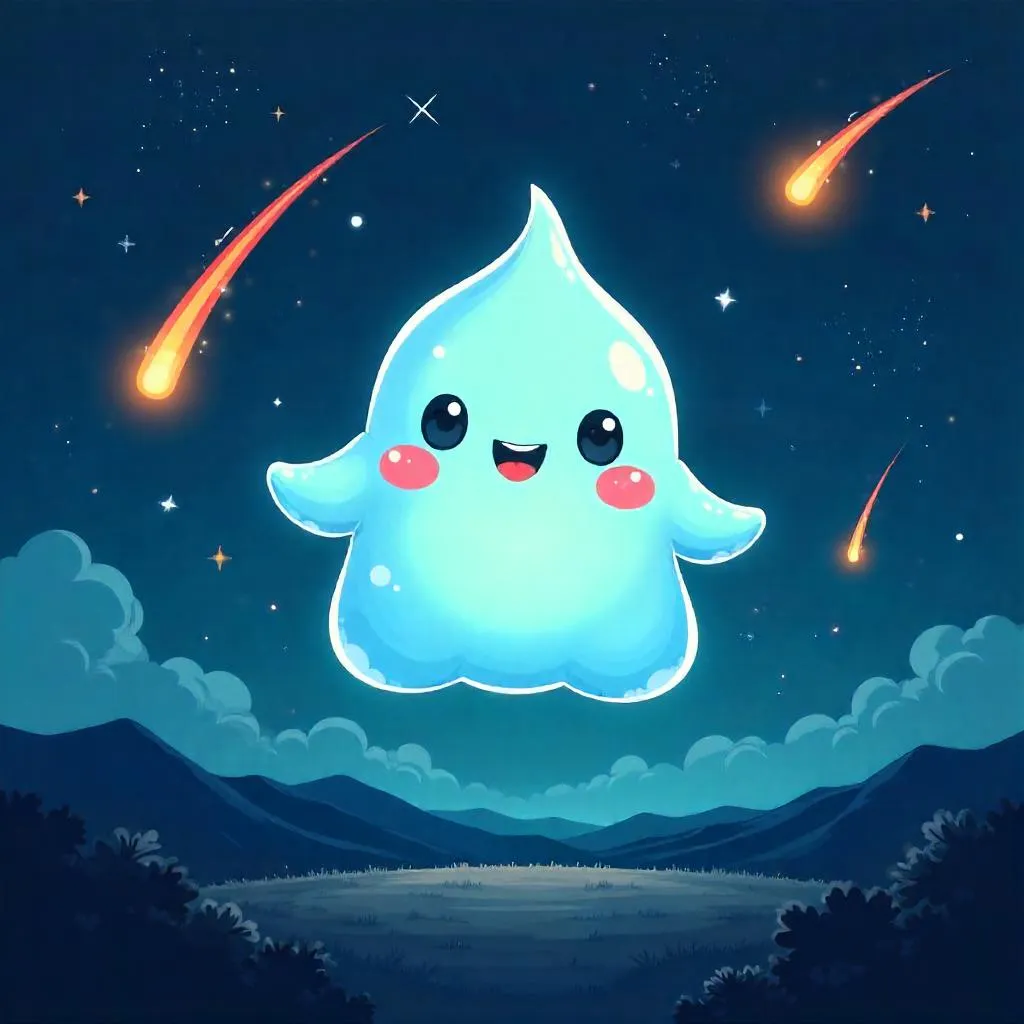 Cartoon Spirit Orb in a Meteor Shower