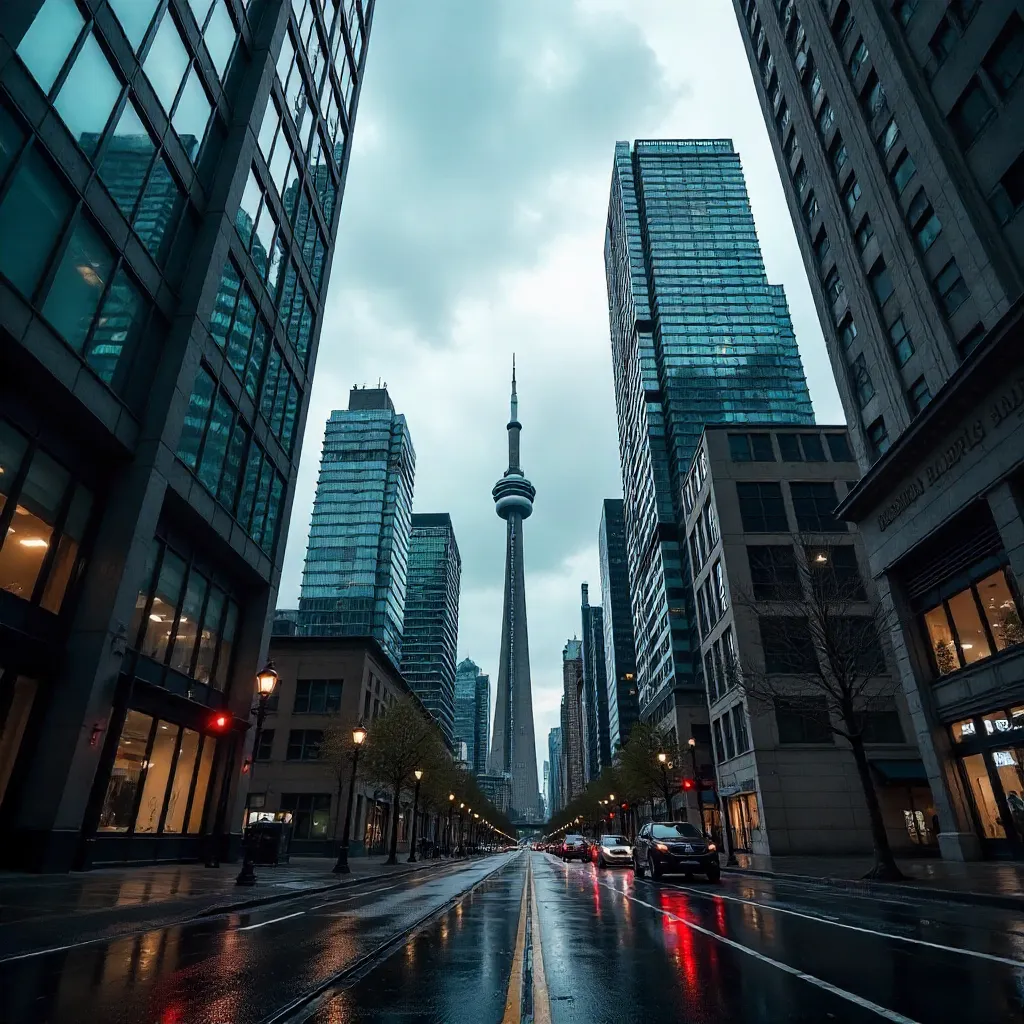 Toronto Skyscrapers Under a Dramatic Overcast Sky
