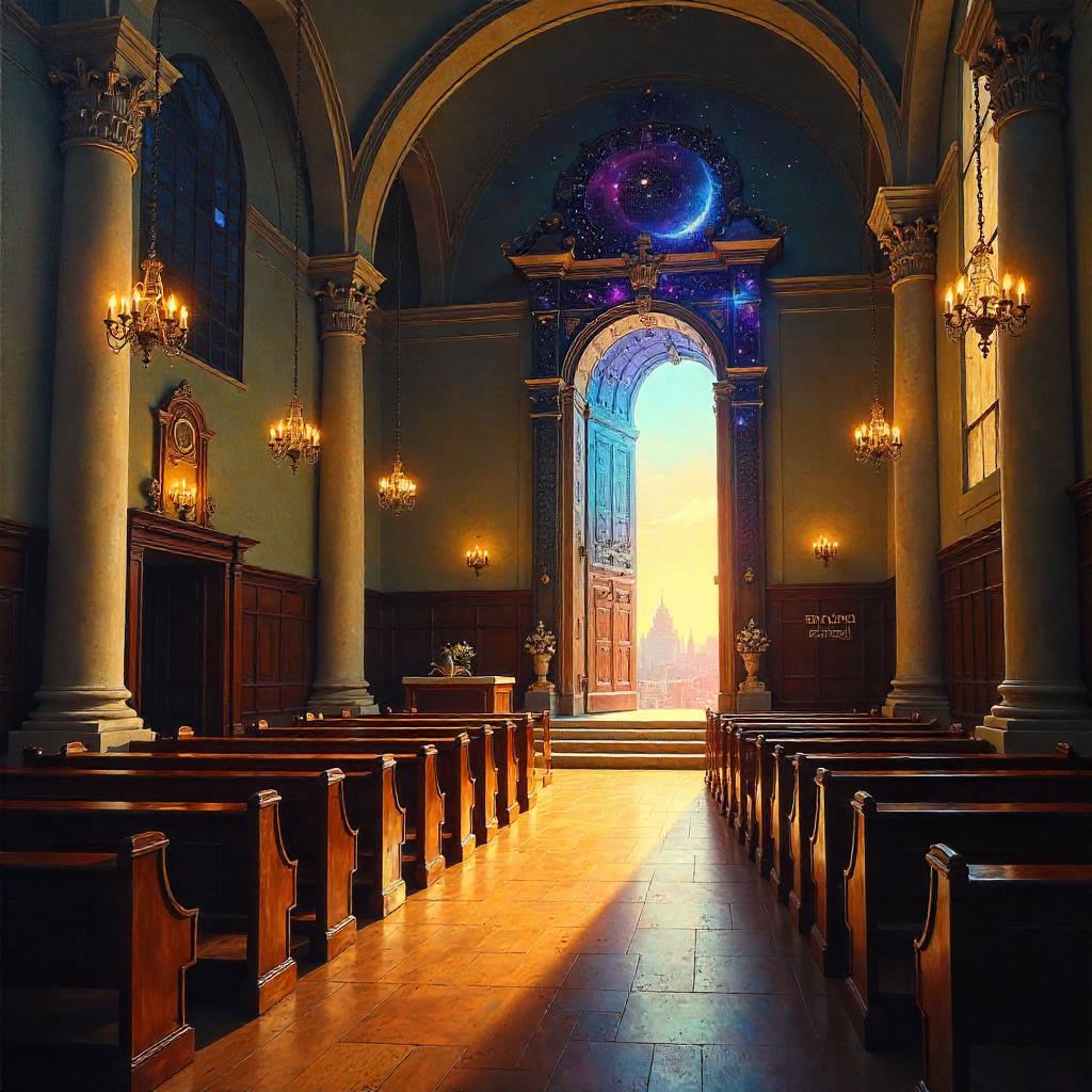 Portal Over the Ark: An Oil Synagogue Scene