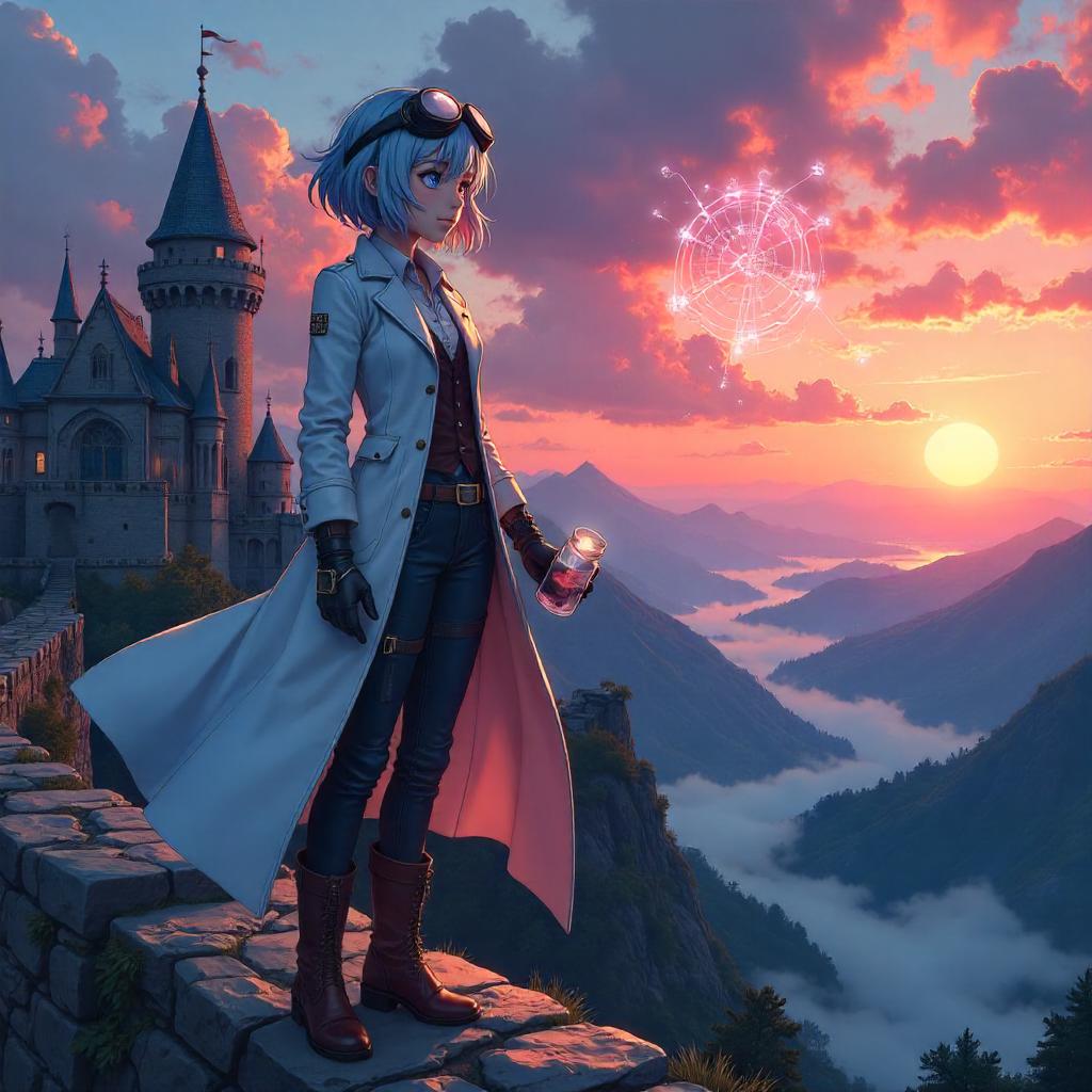 Anime Scientist on Castle Battlements
