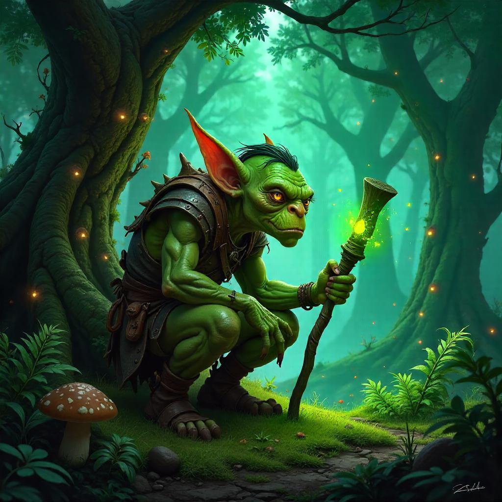 Goblin Concept Art in an Enchanted Grove
