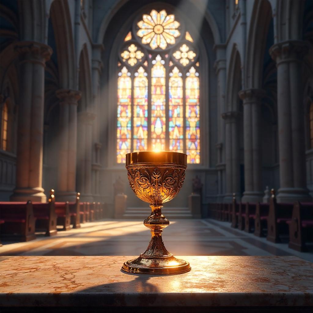 Golden Chalice in a Cathedral (Digital Art)